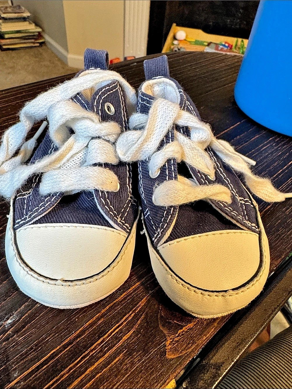 Converse Chuck Taylor All Star Crib Shoes Polka Dot Blue & White Baby US 2